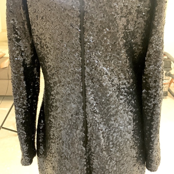 Monsoon Sequins Ombré Navy Blue V-Neck Long Sleeve Midi Cocktail Dress, Size M - Picture 12 of 17